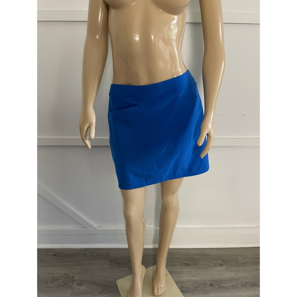 RLX Ralph Lauren Golf Skort Spa Royal Blue Pleated Back Stretch Womens Large NEW